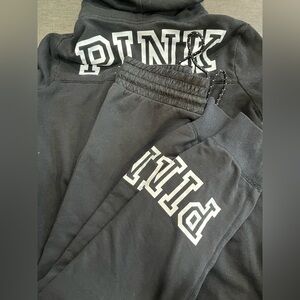 PINK Victoria's Secret Black Sweatpants & Hoodie Set